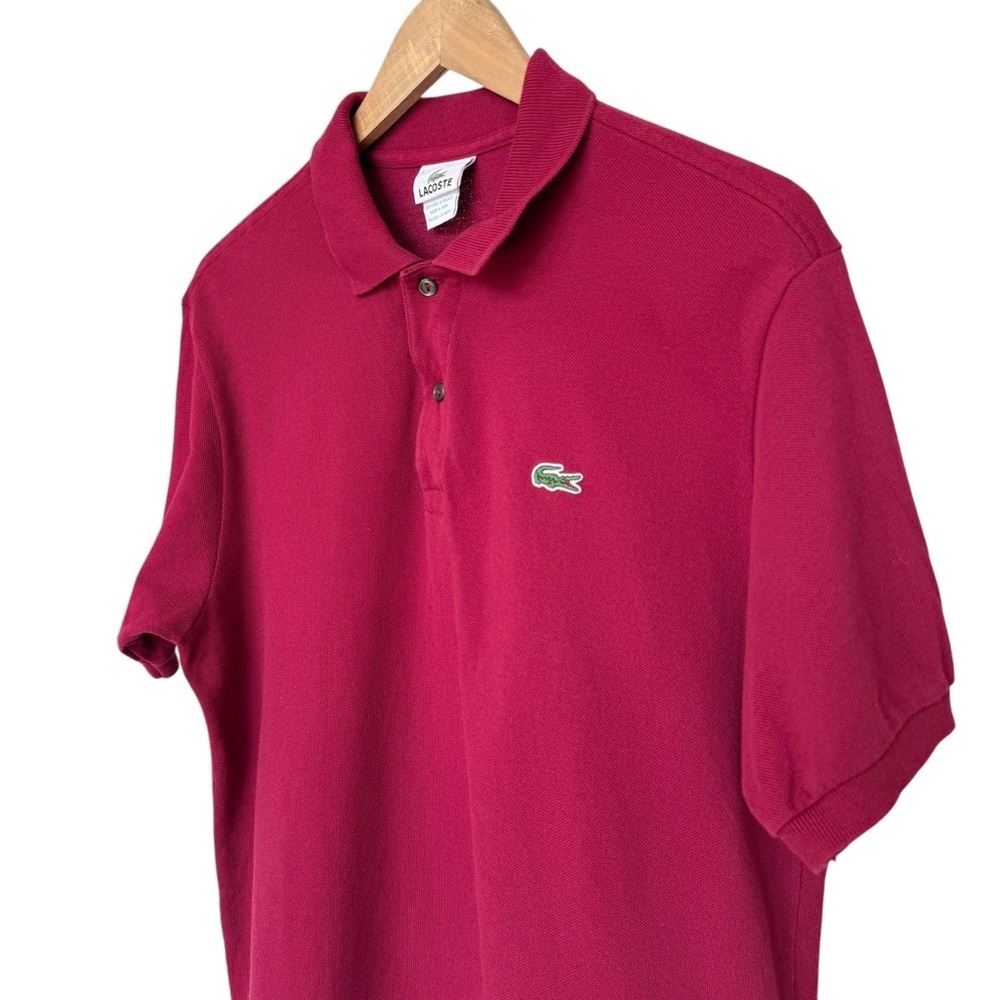 Lacoste Men's Polo Shirt Red Size L Short Sleeve Casual Collared Cotton 2 Button